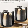 Kitchen Storage 2Piece Rotatable Cup And Lid Organizer Coffee Dispenser Paper Holder With 4 Compartments For Countertop