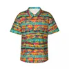 Camisas casuais masculinas neon sinal de paz camisa colorida impressão vintage havaiano masculino manga curta praia design elegante blusas de grandes dimensões