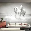 Aangepaste grootte moderne kunst 3D Running White Horse Po muurschildering behang voor slaapkamer woonkamer kantoor achtergrond non-woven muur Paper268D