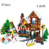 2020 City Creator Winter Village Holiday Christmas Eve Santa Claus Gingerbread House Building Blocks Educational Toys C1115304U