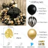 1set Zwarte Goud Ballon Slinger Boog Chrome Ballonnen Kit Plam Bladeren Kerst Jaar Afstuderen Decoraties 240226