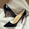 Designer Luxury Red Bottoms Heels Red Shiny Sole 8cm 10cm Slim Heels Party Black Pink Naken Lacquer Leather Womens Formella skor