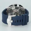 Montre-bracelet en acier inoxydable pour hommes, élégamment conçue, à moitié glacée, bracelet en caoutchouc bleu personnalisé, diamant moissanite