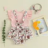 Clothing Sets Baby Girl Summer Clothes 0 3 6 9 12 18 Months Short Sleeve T-shirt Flower Cow Print Suspender Shorts Western Outfits