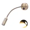 Lampada da parete 3W Bronzo Flessibile LED Apparecchi Sconce Faretto per la lettura sul comodino Luci da libro moderne con On Off AC 90V-260V283W