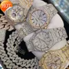 Moissanite Diamond Watch Hip Hop Automatisk handgjorda Moissanite rostfritt stål dingband herrar klocka