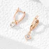 Studörhängen DCKAZZ Innovativ Zircon Pendant Earring Summer Luxurious 585 Rose Gold Color Crystal for Woman Girl Jewelry Gift
