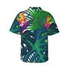 Мужские повседневные рубашки Пляжная рубашка с листьями джунглей и принтом тропической зелени Летние мужские классические блузки с коротким рукавом Y2K Уличные топы с графическим рисунком