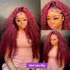 13x4 Deep Curly Spets Frontal Wig 99J Bourgogne Curly 30 Inch Pets Front Wig Red Colored 13x6 HD Deep Wave Human Hair Wigs 250%
