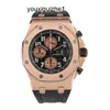 Varumärke Tactical AP Watch Epic Royal Oak Offshore Series 26470or Rose Gold Black X Panda Plate Crocodile Belt Mens TimeKeeping Fashion Leisure Sports Watches