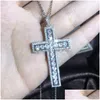 Collares colgantes Moda para hombre Collar cruzado de lujo Joyería de hip hop Sier Piedras preciosas de diamante blanco Iced Out Mujeres Drop Entrega Colgante DH7OB