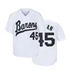 BG Baseball Jersey Birmingham Barons 45 Jerseys Sybroderi Sport utomhus Hip Hop Black White Grey Högkvalitativ 240305