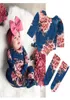 Lente pasgeboren baby bodysuits met lange mouwen oneck bloemenprint baby meisjes jumpsuit 100katoenen babykleding bodysuit met stockin3633398