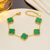 Pulsera clásica chapada en oro de 18k para mujer, pulsera con dijes de moda, joyería de diseño de trébol de cuatro hojas, pulseras elegantes para mujer