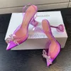 AMINA MUADDI SANDALS TOP Luxury Designer Dress Shoes Bowknot Crystal Diamond Decoration Transparent PVC Wine Cup Heels With Box