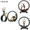 VILEAD Abstrakte Yoga-Figur aus Kunstharz, kreative Dame und Mädchen, Miniaturen, schönes Modell für Heimdekoration, Hochzeitsdekoration, T200703235g