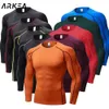 2023 Komprimering Running T Shirt Fitness Men Tight Long Sleeve Tshirt Training Jogging Shirts Gym Sportswear Quick Dry Tee 240312