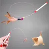 Gato brinquedos brinquedo para animais de estimação design bonito plástico fio de aço pena teaser varinha brinquedo para gatos produtos interativos pet 90cm 291d