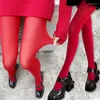 Frauen Socken Rote Seide Strumpfhosen Mode Nylon Hohe Elastizität Socke Dame Panty Schlauch Y2K 2024 Jahr Strümpfe Strumpfhosen Sexy weibliche Mädchen