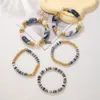 5 pezzi di braccialetti con ciondoli dorati in argilla morbida set di perle acriliche colorate surfista etnico Heishi fili di perline elasticizzati impilabili bohemien estate spiaggia amicizia gioielli regalo