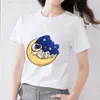 Kvinnors t-shirt kvinnor t-shirt ins vind vit enkel avslappnad självkultur anime rymd astronaut tryck serie mjuk o-hals comter dams topp l24312