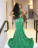 Sparkly Emerald Green Long Prom Dormal Dresses For Women Luxury Diamond Velvet Black Girl Evening Birdag Gala Gown 2024