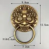 Chińskie folk Feng Shui Old Bronze Copper Foo Fu Dog Lion Head Door Knocker3129