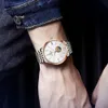 Автоматические механические часы, новый тип женских полностью тонких полых часов с бриллиантовой инкрустацией. Элегантный, модный и модный ремень, водонепроницаемый для женских часов.