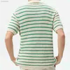 Men's Polos Summer Fashion Vintage Knit Polo Shirt High Quality Stripe Matching Casual Cardigan Short Sleeve Polo Shirt ldd240312