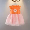 Girl Dresses Kid Dress Summer Princess Costume Ruffler Sleeve Flower Tulle Tutu Toddler Outfit Children Clothing Infant A1011