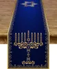 テーブルクロスハヌカリネンランナーパーティーの装飾メノラデビッドチャヌカユダヤ祭りダイニングランナーの星