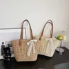 Beach Bags Korean Large Capacity Hollow Grass Woven Bag Summer Simple Commuter Women's Single Shoulder Handheld