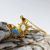 Anhänger Halsketten Shinny Natürliche Edelstein Halskette Edelstahl Sternförmige Pendent Schlüsselbein Kette Neckalce Schmuck Für Frauen Vintage Geschenke