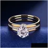 Pierścienie zespołu moda Esigner Pierścienie dla kobiet 2 kolory Sier Shining Crystal Bling Diamond CZ CZ CY RING PHROND PRYCJA Biżuteria ślubna Drop Otmqu