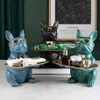 Nordic French Bulldog Sculpture Sculpture Statua Biżuteria Stołu Dekoracja Pasek podarunkowy Talerz Tray Tray Art 210827312Z