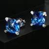 Stud Earrings Hippie Square Multicolour Cubic Zirconia Hip Hop 4 Crystal Ear Piercing Accessories Punk Rapper Jewelry E144