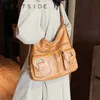 Big Pockets Design PU Leather Armpit Shoulder Bag 2024 Brand Luxury Female Party Tote Bag Trend Lady Handbags Underarm Bag