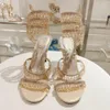 heel Rene Caovilla Crystal Chandelier High-heeled Sandals Women's Fairy Style Luxury Diamond Serpentine Wrapped Roman High Heels 10cm Designer Banquet Dress Shoe
