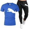 Tute da uomo Stile estivo Tuta sportiva Marchio LOGO Stampa Moda casual Cotone maniche corte Felpa T Shirt Pantaloni2024