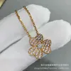 V Necklace V Gold High Version Fanjia Clover Necklace Womens Full Diamond Petals Flower Pendant Lucky Grass Clover Collar Chain