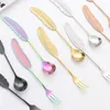 Forks Cake Dessert Tea Spoon Exquisite Craftsmanship Durability Aging Resistant To Scratches Creative Feather Handle Design Hanami