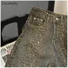 Jeans femminile duomofu retrò la leopardo alla moda retrò pantaloni di alta strada y2k harajuku in stile baggy pantaloni casual casual