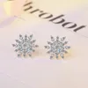 Studörhängen glittrande snöflingor örhänge för kvinnor flicka lady fin smycken gåva s925 silver zirkon