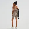 Soisou Yoga Sport Shorts med Pocket Gym Fitness Womens Cycling Shorts Hög midja andas No Front Seam Naked Woman 240308