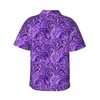 Mäns casual skjortor lila paisley skjorta vintage tryck lösa hawaiian män kort ärm semester mode mönster överdimensionerade blusar