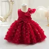 Abiti da ragazza Baby Big Bow in pizzo Birthday Party Fashion Fashion First Birthday and Christmas Novelty Girl Seer Paive Princess Dress 0-6T Nuovo L240314