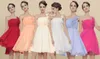 Sexy Oneshoulder Aline Chiffon Mini Bridesmaid Dresses Short Handmade Flower Party Gown6290962