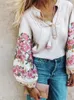 Spring Fashion Women Tassel Floral Hafdery lniane bawełniane plażowe bohemijskie koszule bluzki