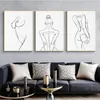 Kvinna kropp en linje ritning duk målning abstrakt kvinnlig figur konsttryck nordisk minimalistisk affisch sovrum väggdekor målning312i