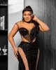 2024 ASO EBI Illusion Black Mermaid Prom Dress SEBSED LACE Evening Formal Party Second Reception 50th Birthday Engagement Gowns Dresses Robe de Soiree ZJ161